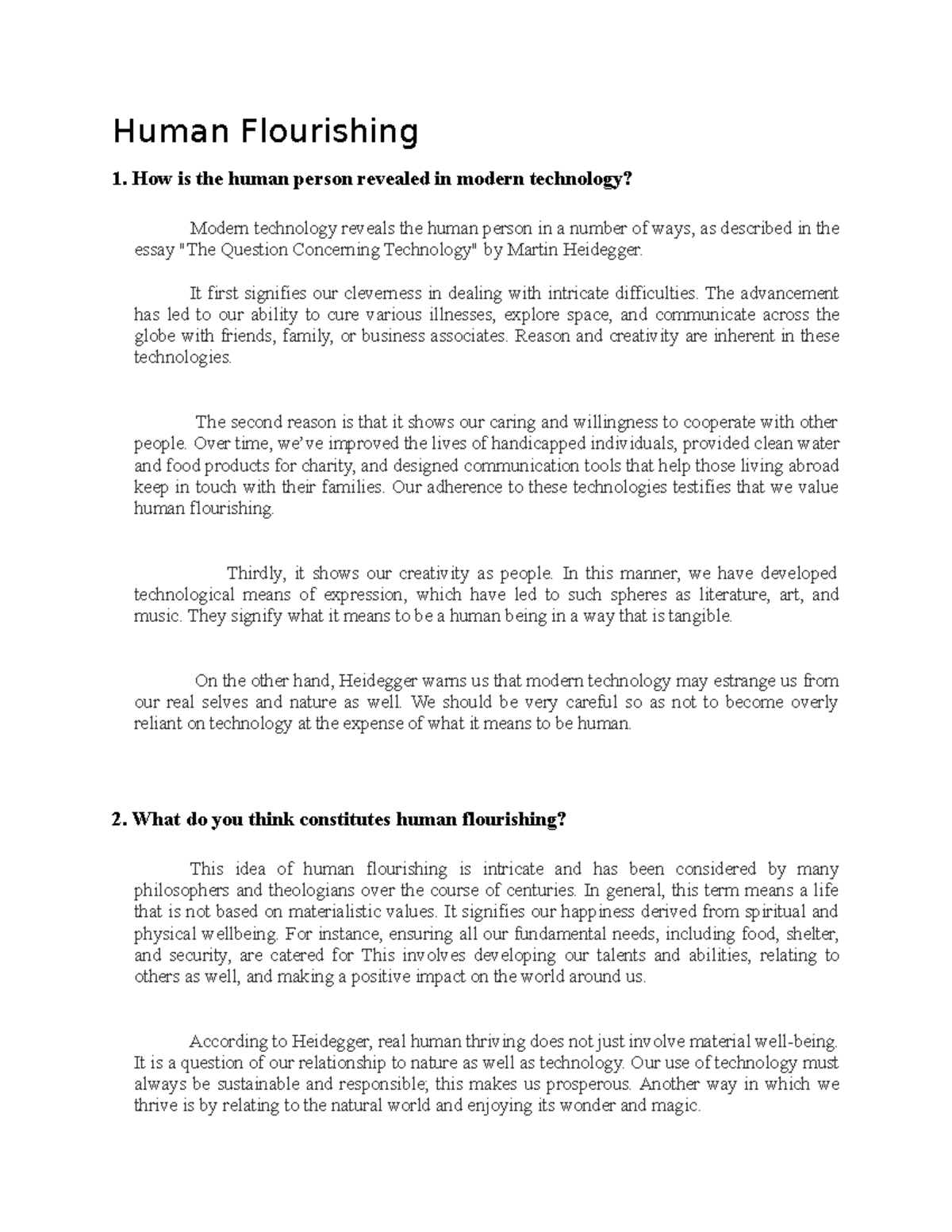 STAS Human Flourishing Human Flourishing 1. How is the human person revealed in modern Studocu