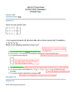 MA1513(2223Sem2)Examplify Solution - MA1513 Exam (Examplify Answers ...