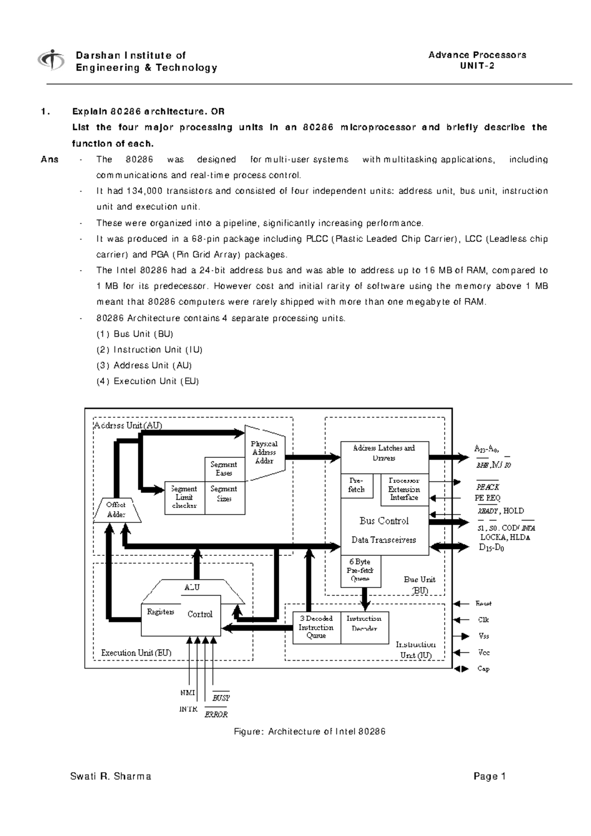 Unit5 80286 - microprocessor and assembly language - D a r sh a n I nst ...