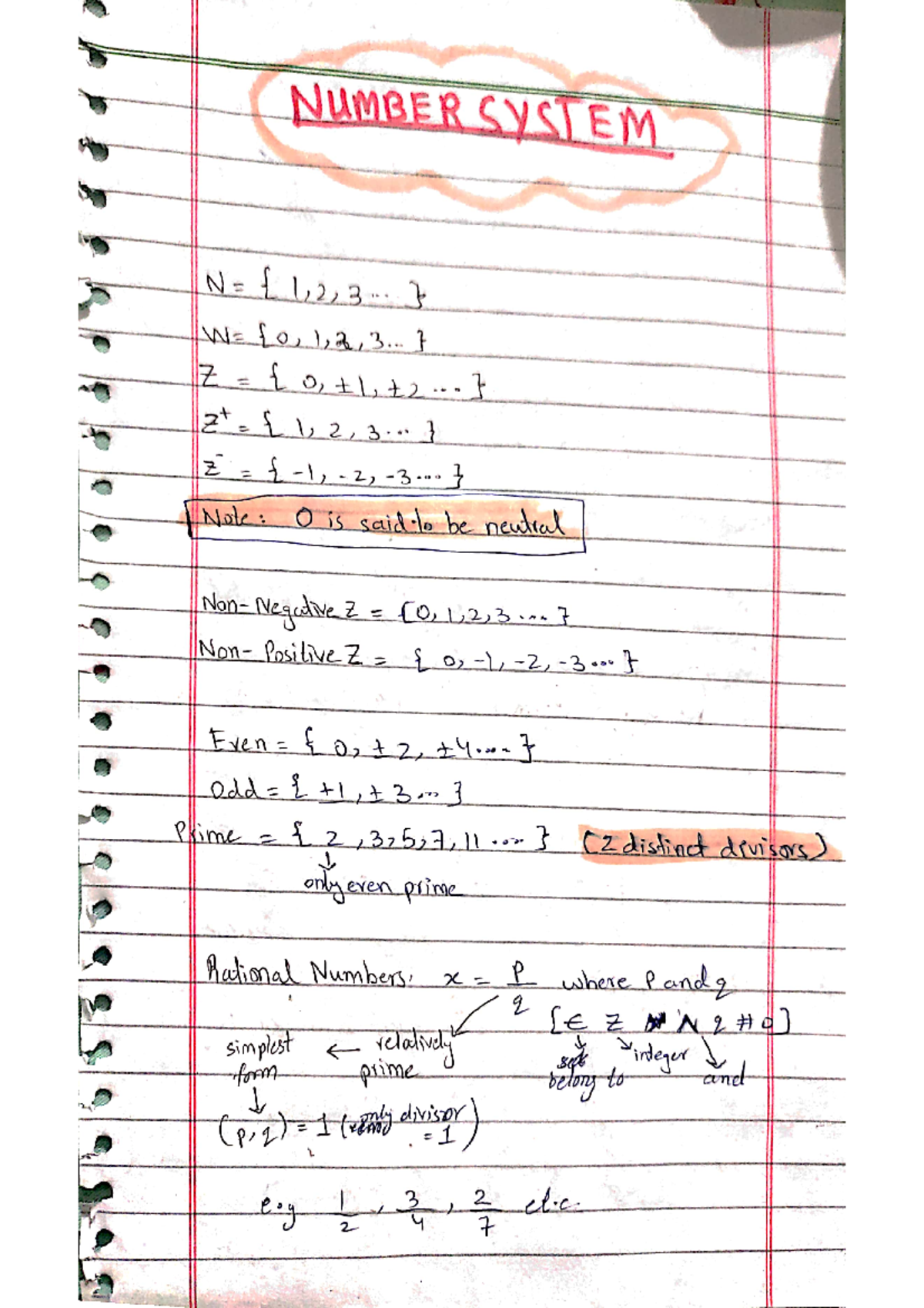 Fsc maths notes for grade eleven - NUMBER SYSTEM N to, 1,2, Z O, 1, 2 ...