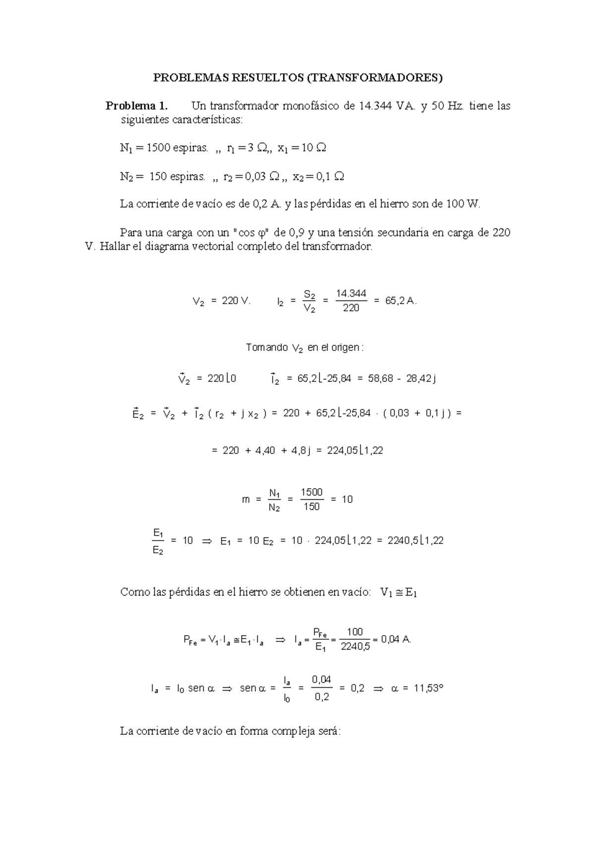 Problemas Resueltos Transformadores - PROBLEMAS RESUELTOS ...