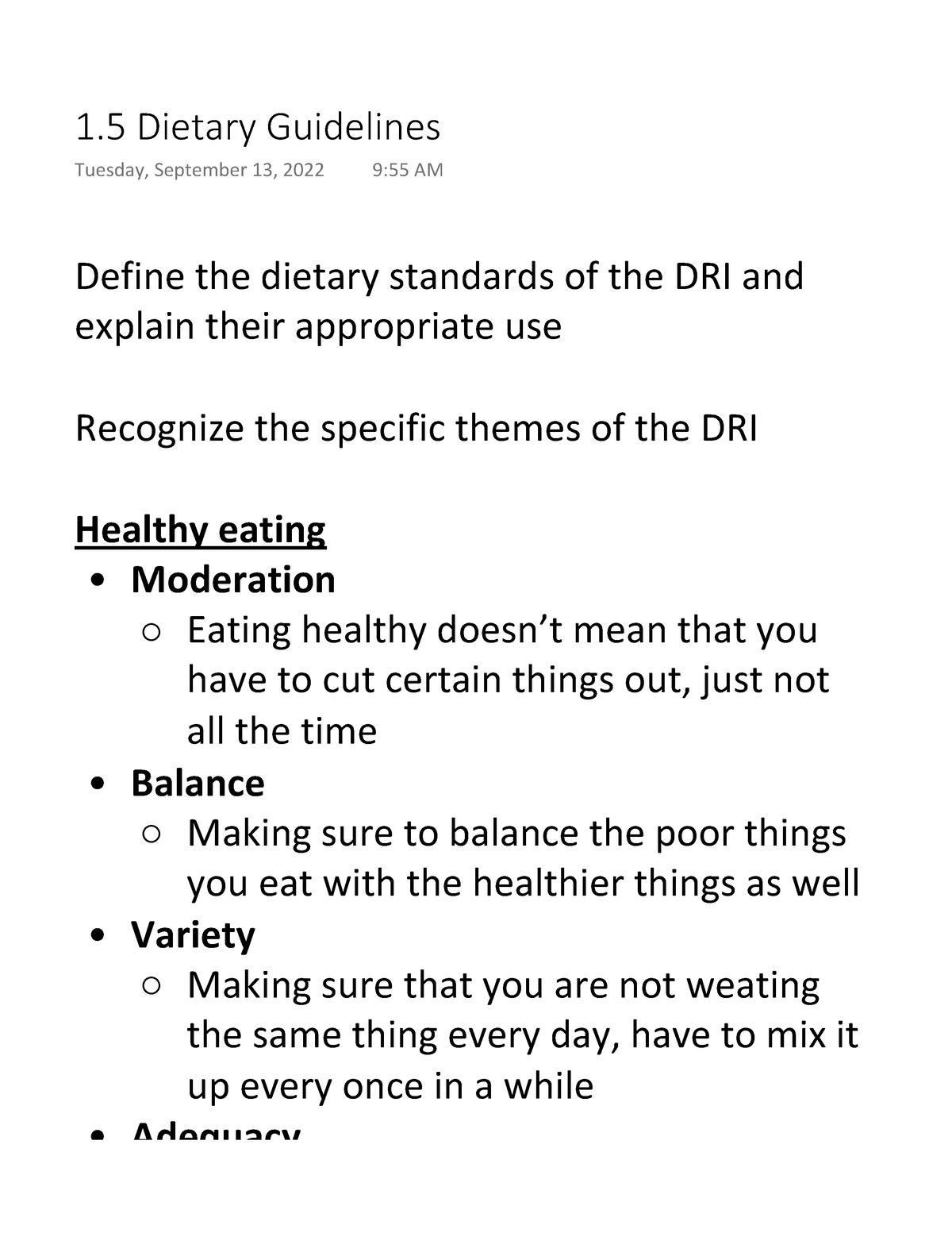 15 Dietary Guidelines Define The Dietary Standards Of The Dri And Explain Their Appropriate