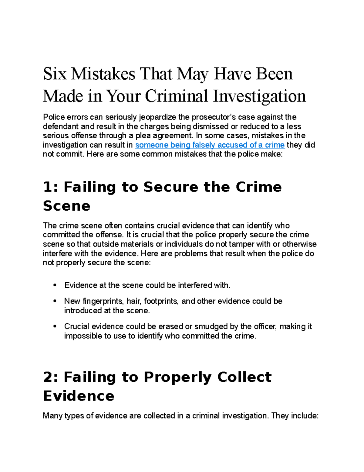 Common Problems - crime investigation - Six Mistakes That May Have Been ...