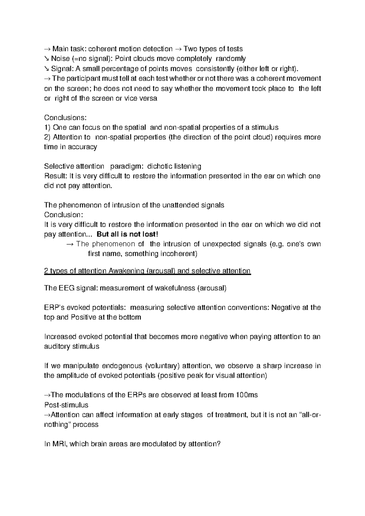 Cognitive neuroscience 6 - ⇢ Main task: coherent motion detection ⇢ Two ...