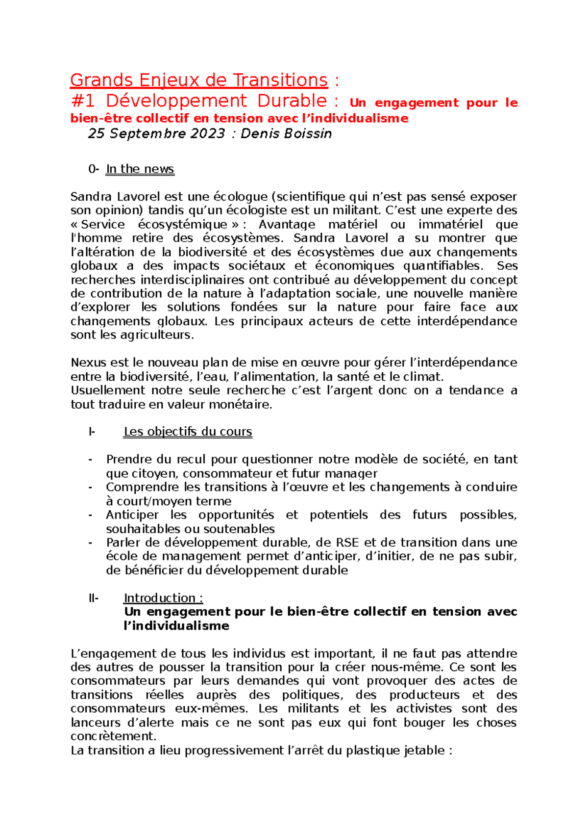 Cours Grands Enjeux Transitions #1 - Grands Enjeux de Transitions : #1 ...