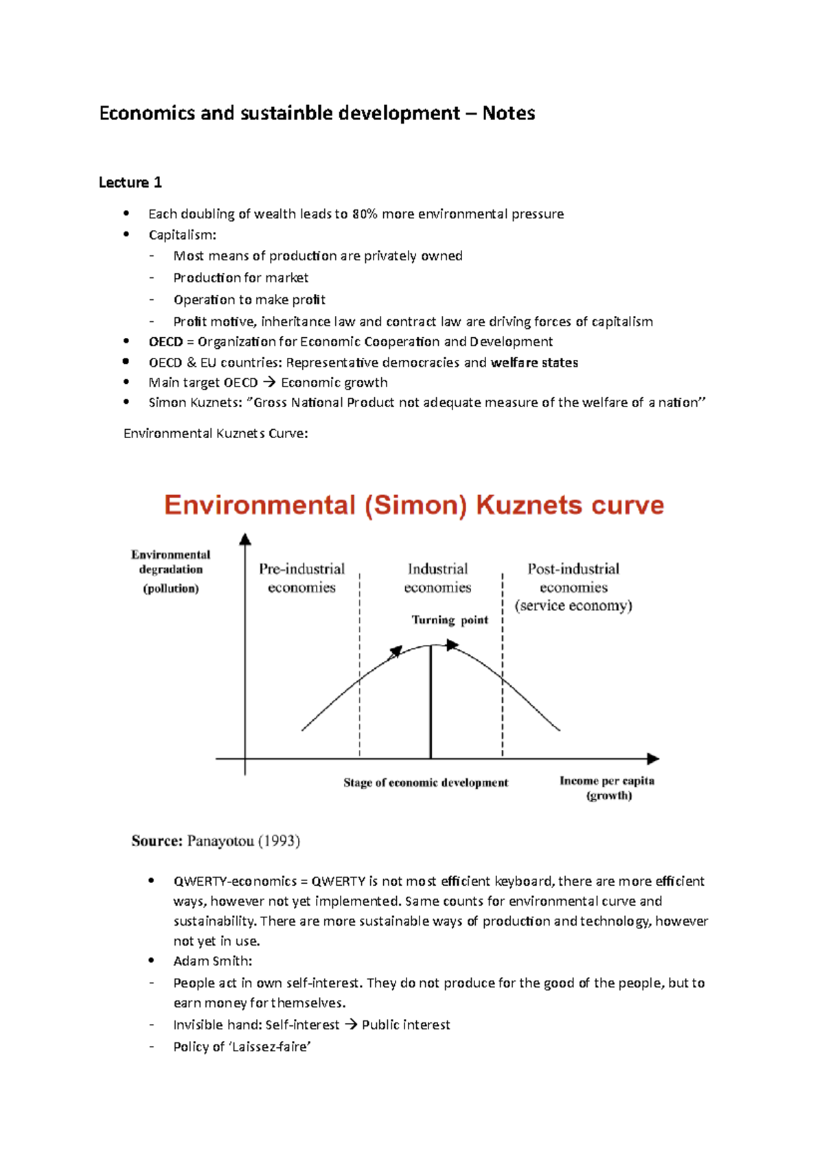 Economics and Sustainable Development Notes Economics and sustainble
