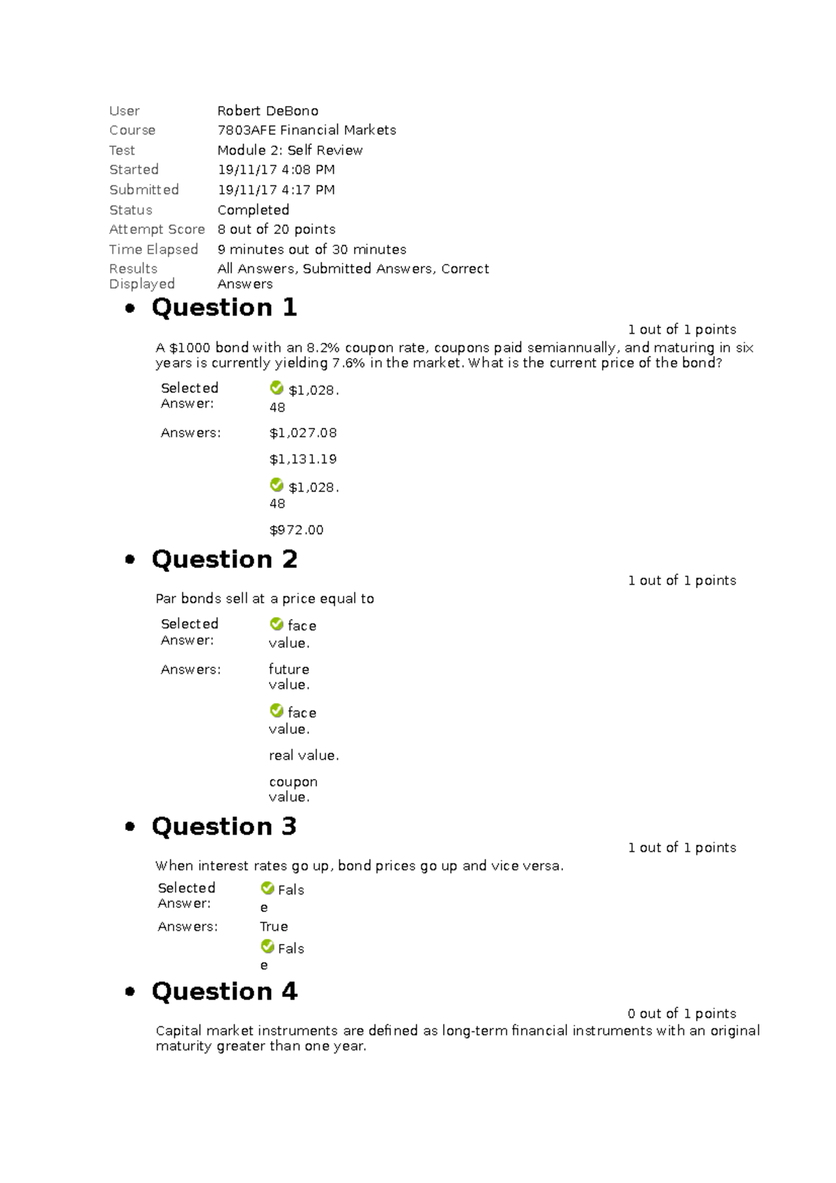 Review questions - User Course Test Started Submitted Status Attempt ...