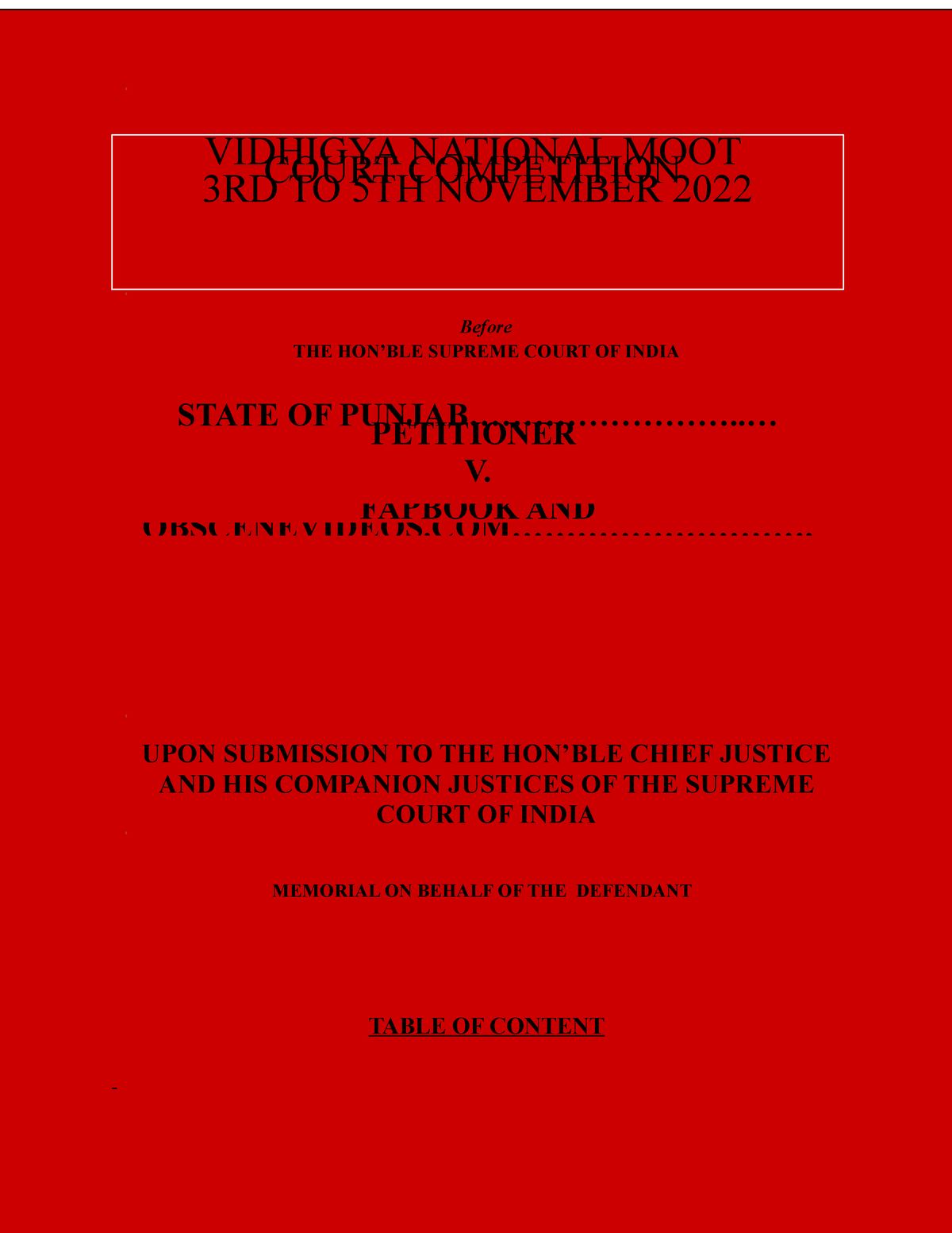 Moot Court Memo - Before THE HON’BLE SUPREME COURT OF INDIA UPON ...