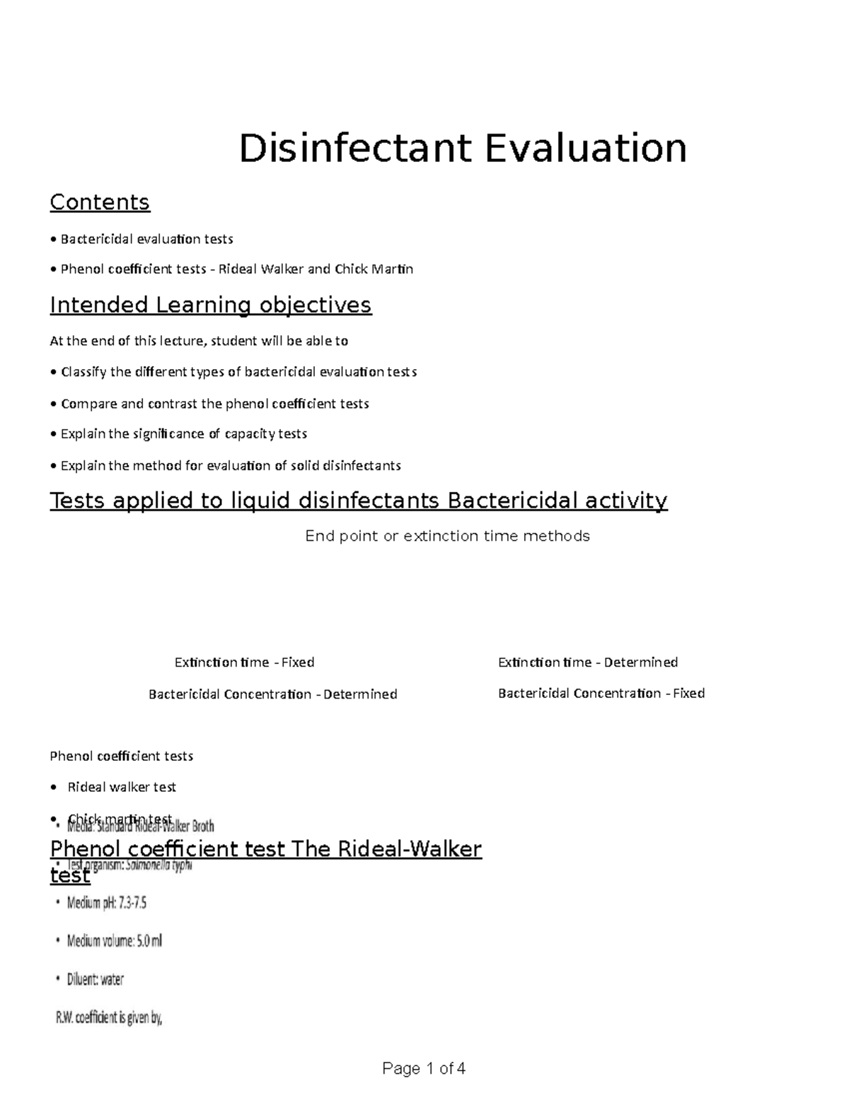 Chapter 21 Phenol coefficient tests Disinfectant Evaluation