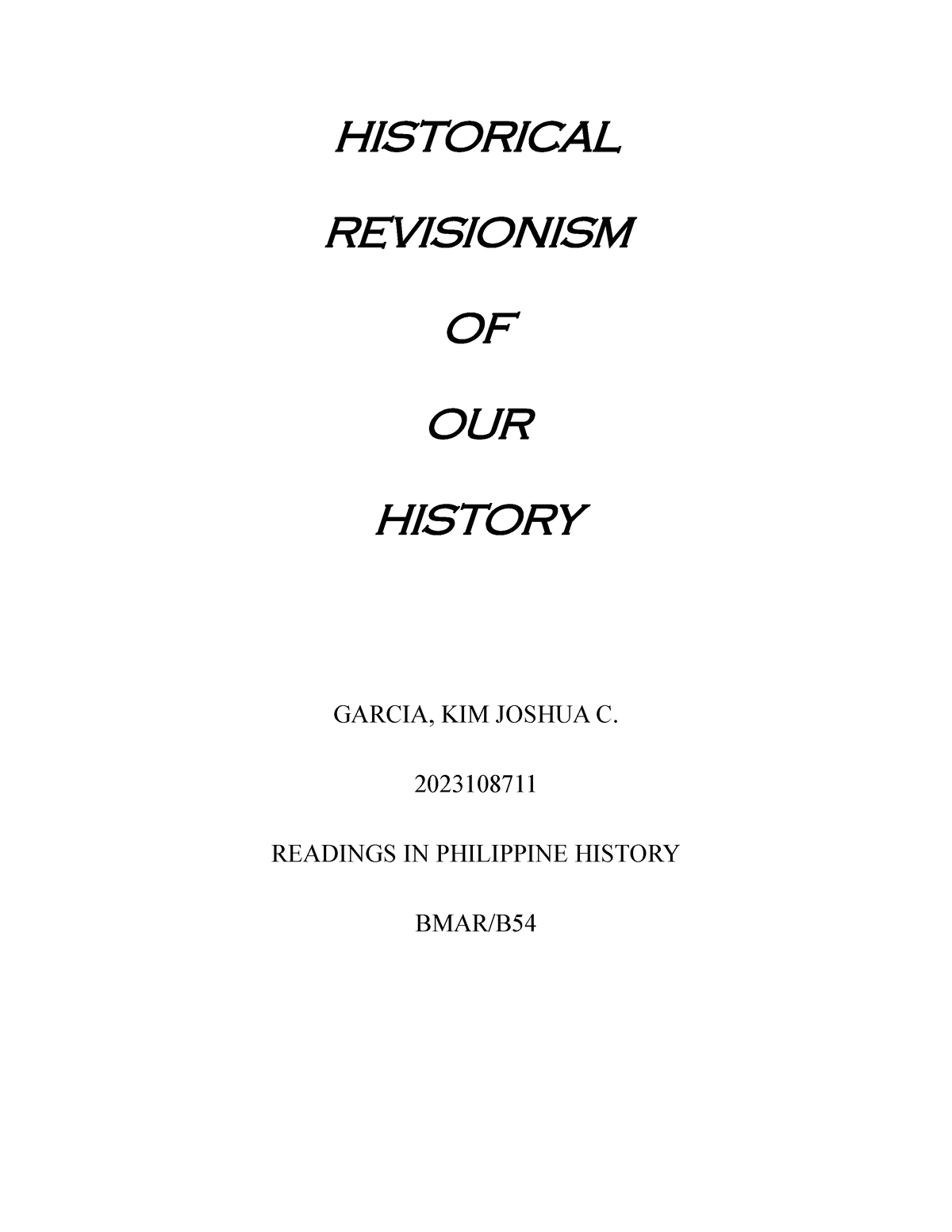 essay about historical revisionism