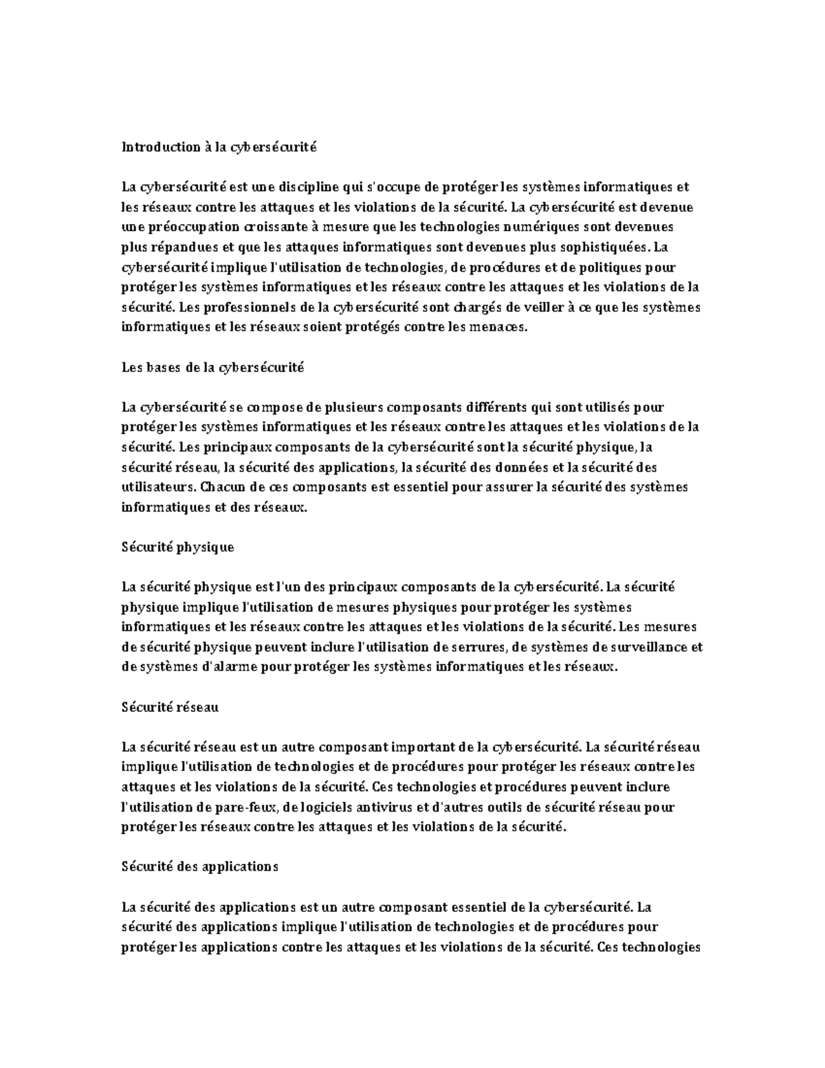 Cybersecurity Introduction La Cybers curit La Cybers curit Est 
