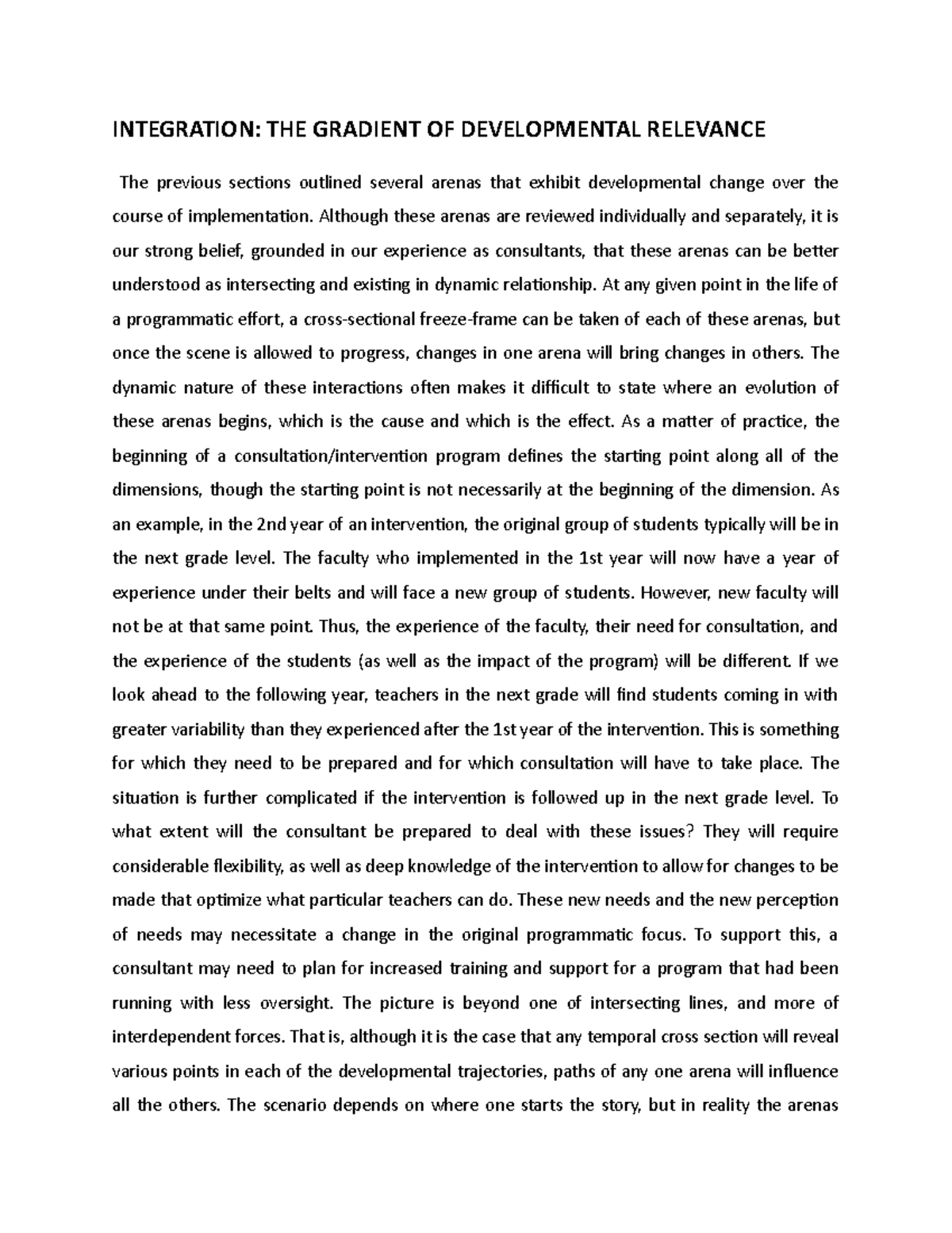 Integration - THE Gradient OF Developmental Relevance - INTEGRATION ...