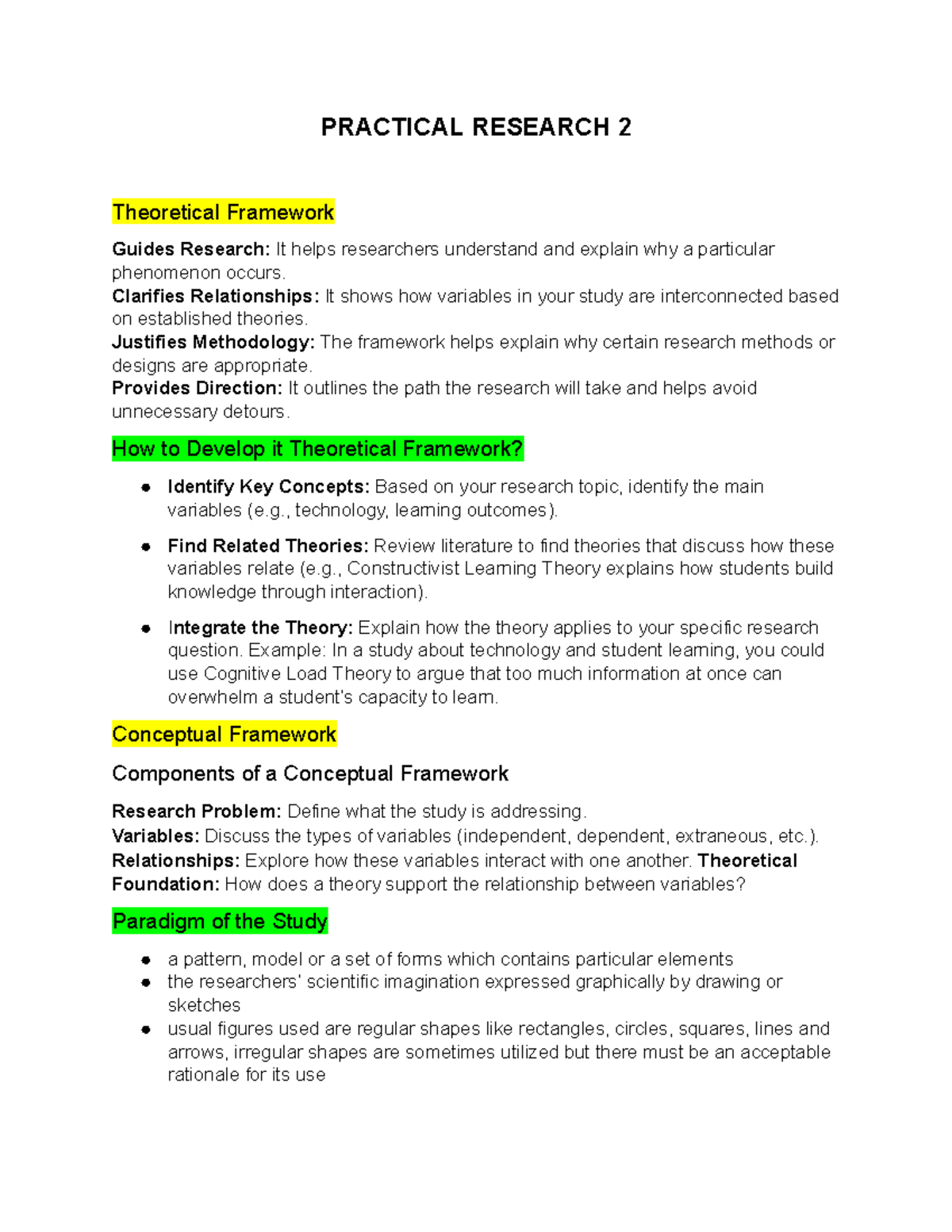 Reviewer - PRACTICAL RESEARCH 2 Theoretical Framework Guides Research ...