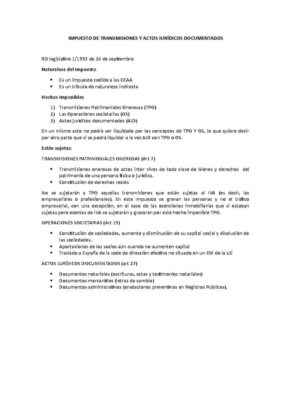 Impuesto DE Transmisiones Y Actos Jurídicos Documentados IMPUESTO DE Impuesto DE Transmisiones Y Actos Jurídicos Documentados IMPUESTO DE