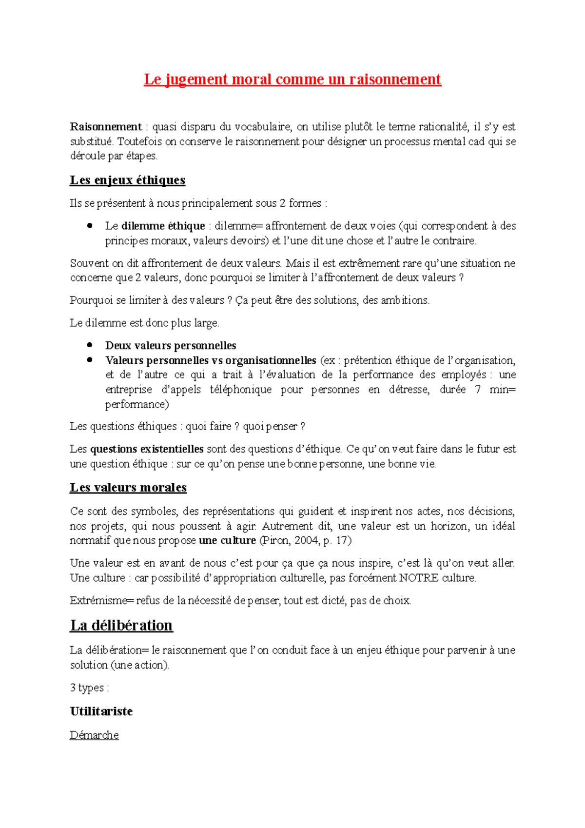 Cours n°3 Le jugement moral comme un raisonnement Studocu