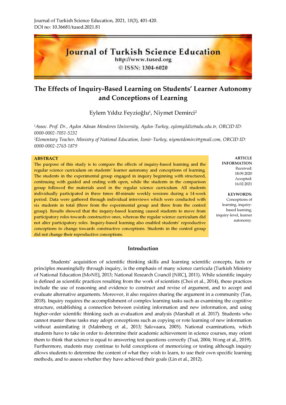 The EffectSs Of Inquiry-Based Learning On Students’ Learner Autonomy ...