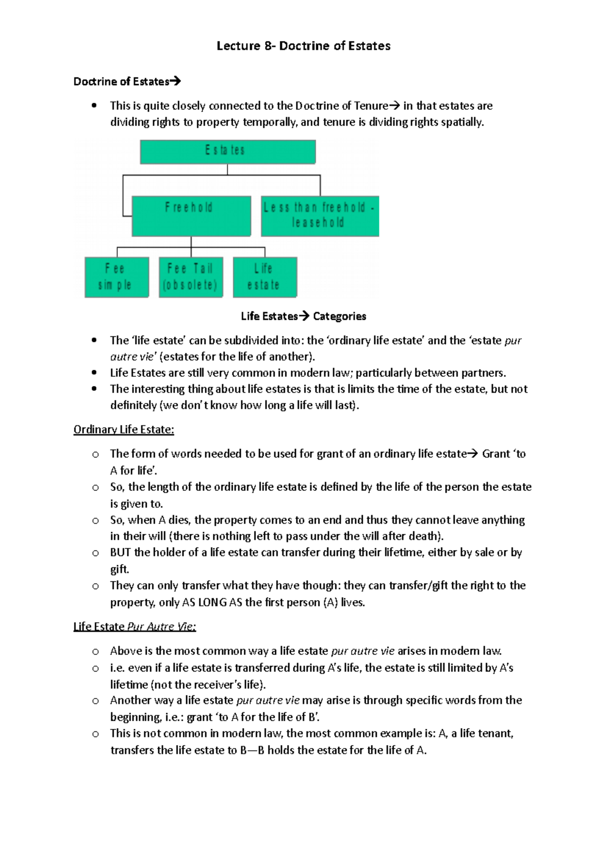 Lecture 8 Doctrine of Estate Doctrine of Estates This is quite