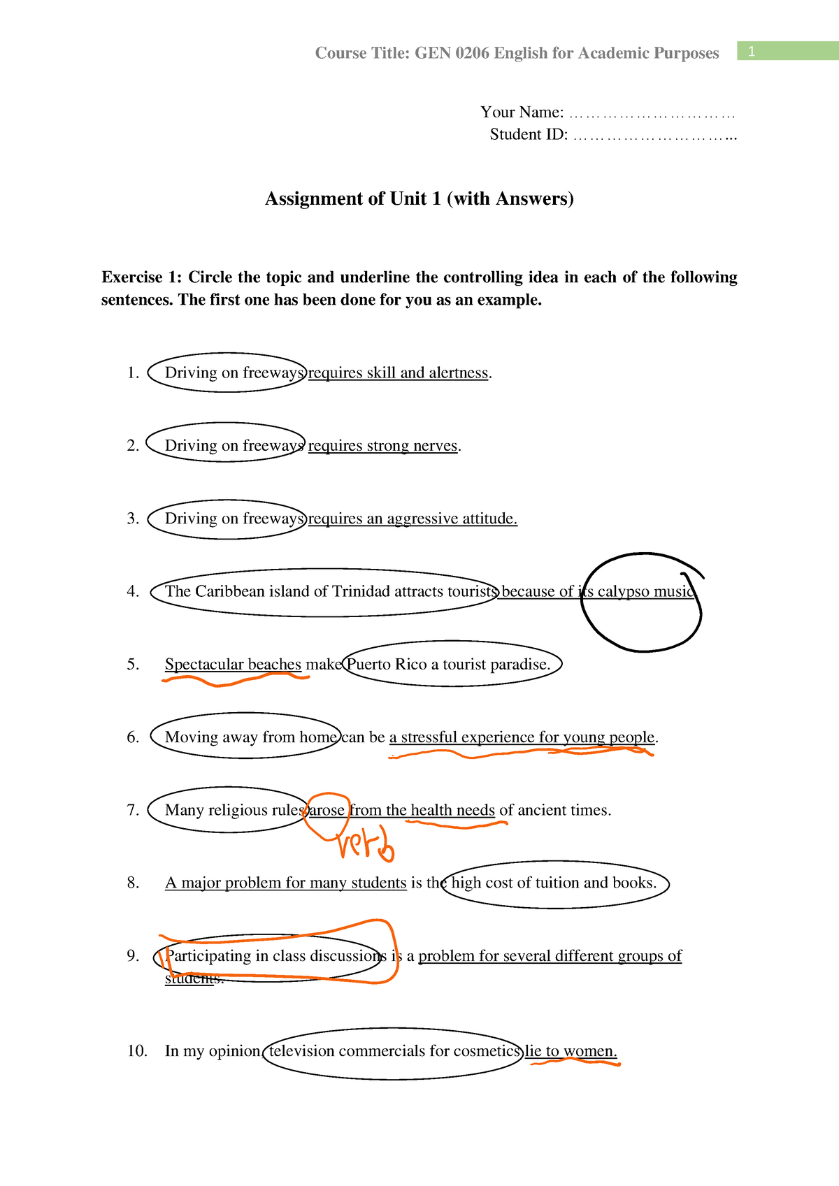 nou assignment answers