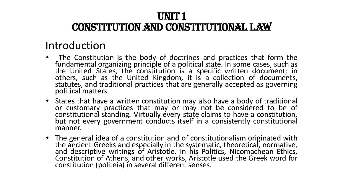 Constitution And Constitution Law Unit 1 Constitution And Constitution And Constitution Law Unit 1 Constitution And