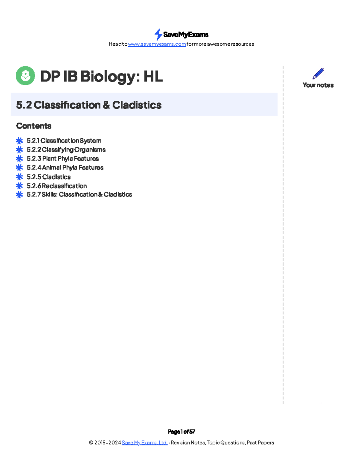 2Qp Wyws Rz 7 Mm E-0 - Notes - Page 1 of 57 DP IB Biology: HL 5 ...