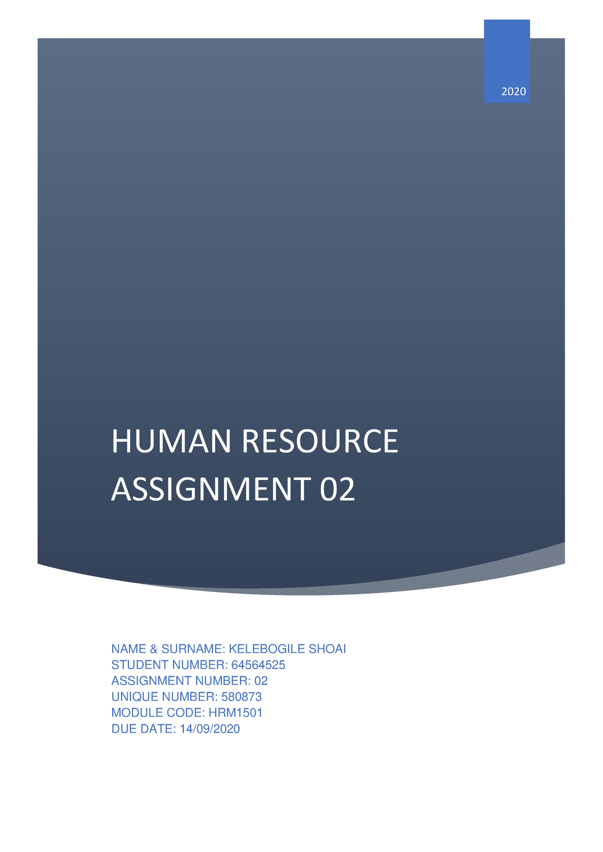 hrm1501-assignment-02-human-resource-assignment-student-number