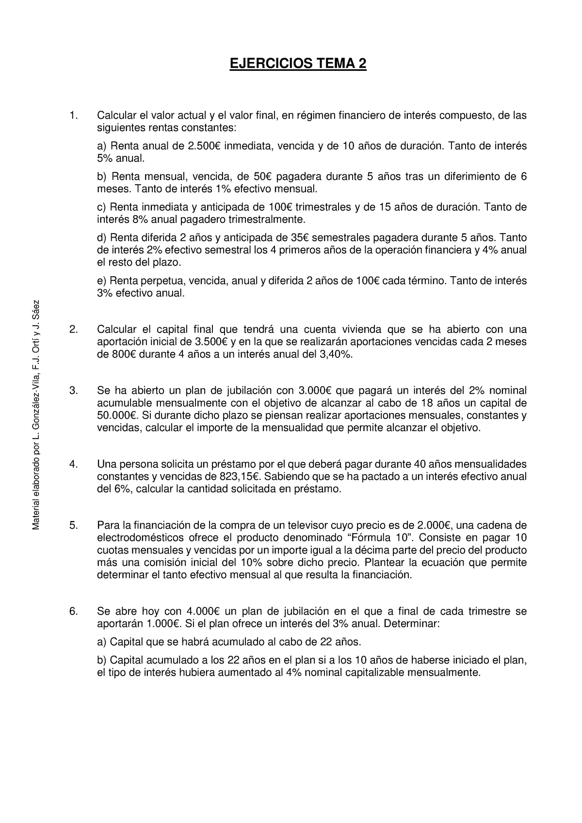 Ejercicios Propuestos Tema 2 Rentas Ejercicios Tema 2 1 Calcular El Valor Actual Y El Valor 7087