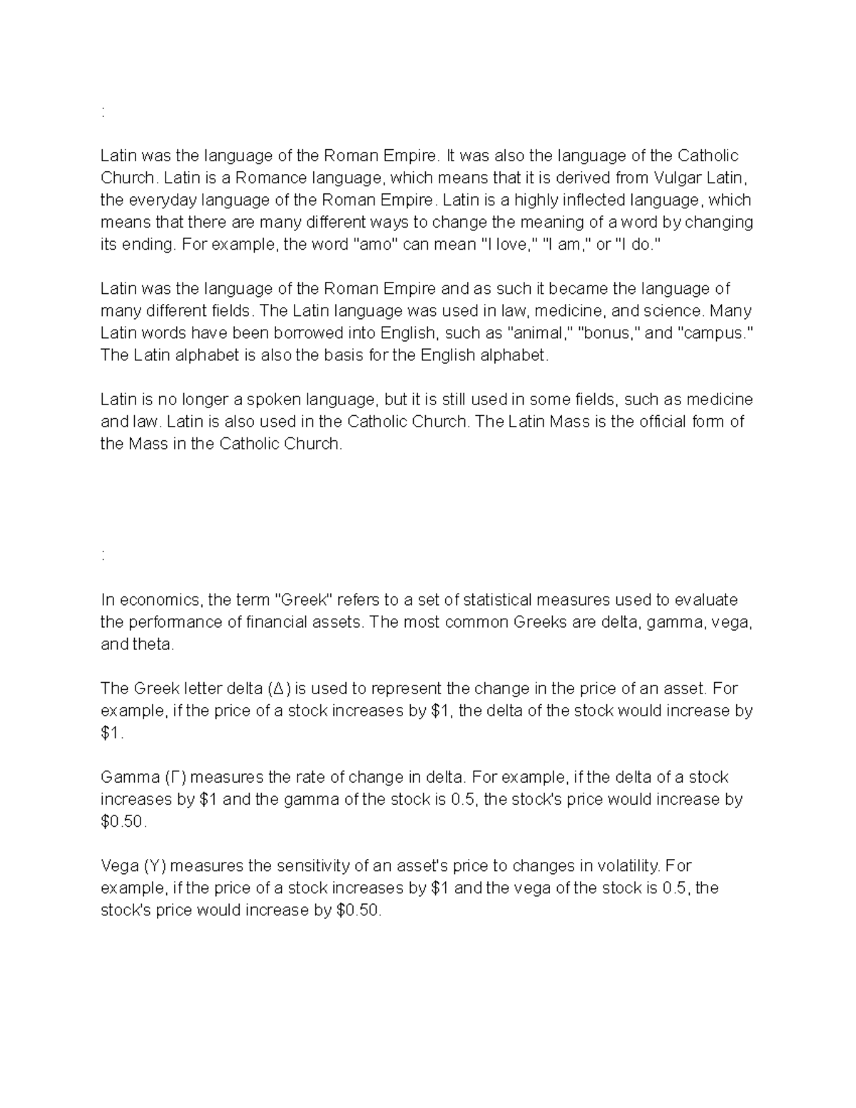 Latin and greek course outline - : Latin was the language of the Roman ...