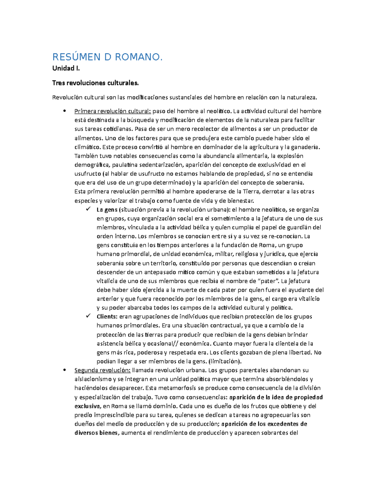 Resúmen D Romano para final (Autoguardado) - RESÚMEN D ROMANO. Unidad I ...