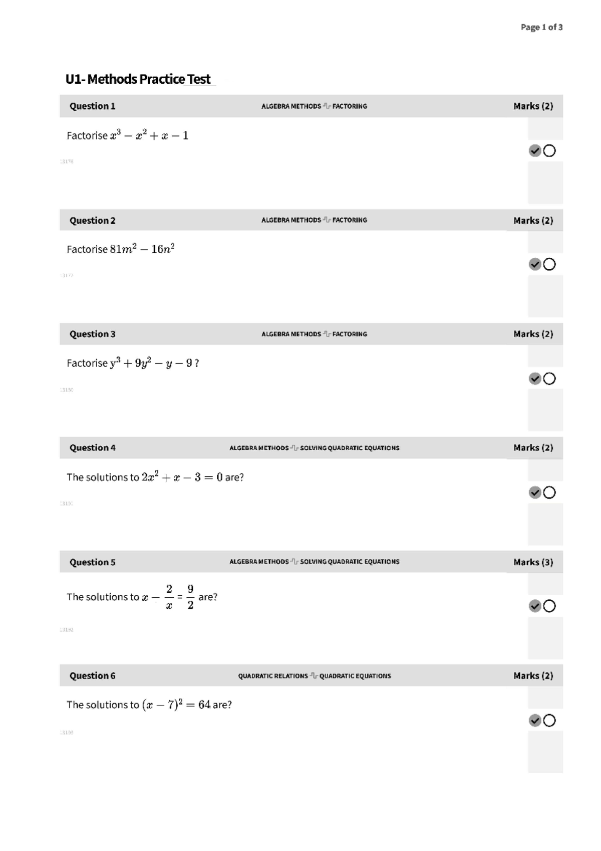 CP1 Practice Sheets - Quadratics Application - Page 1 of 3 Methods ...