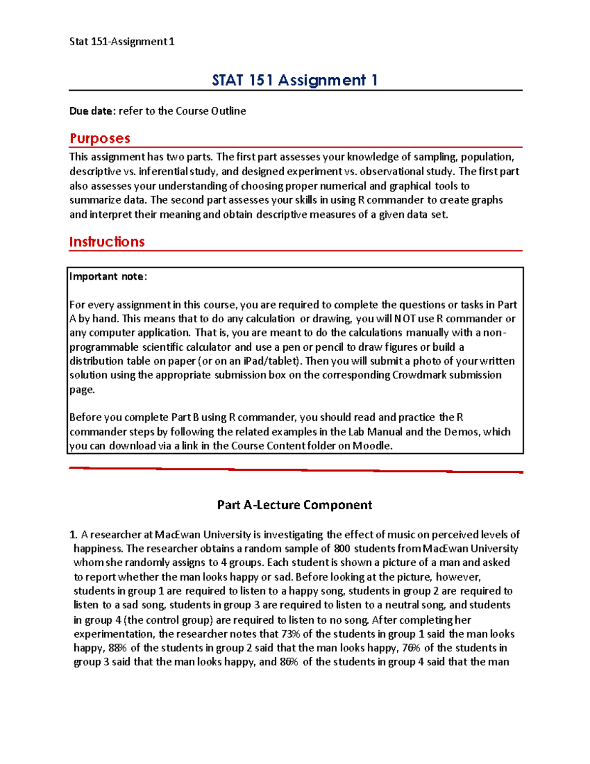 Assignment 1 Stat 151 Spring Summer 2023 pdf - STAT 151 Assignment 1 ...