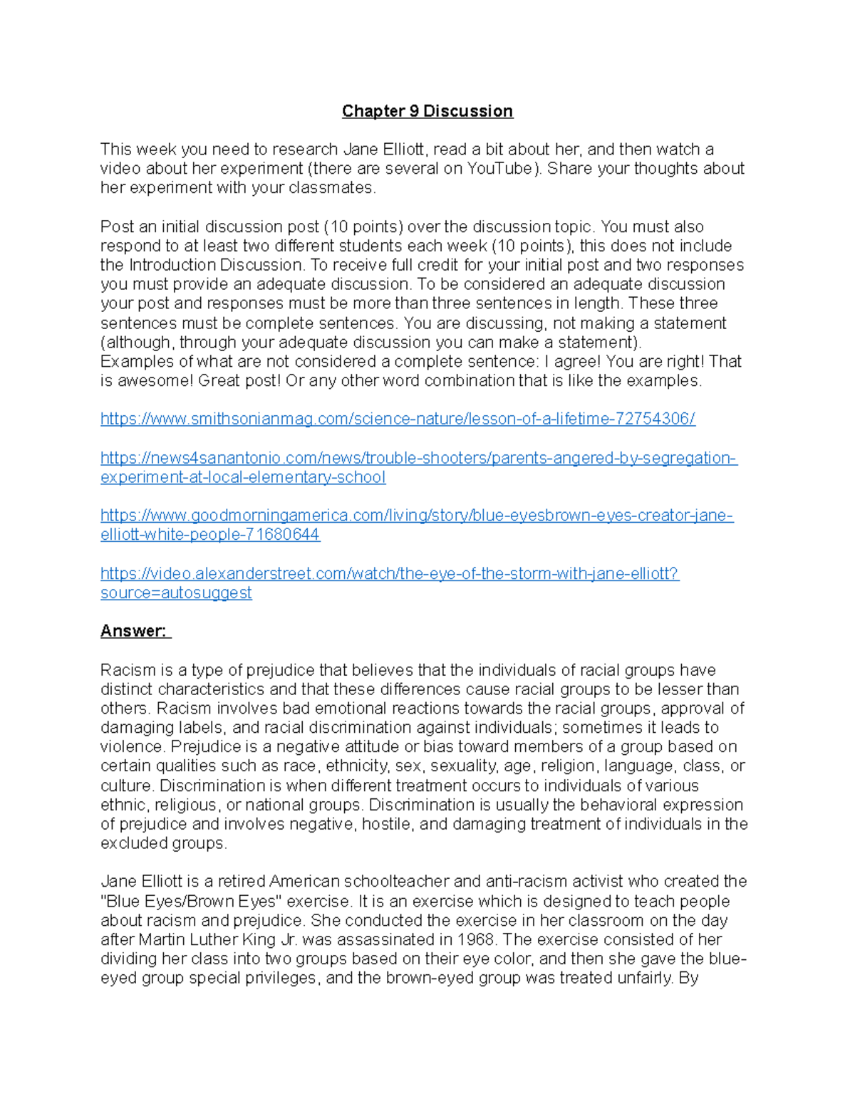 Chapter 9 Discussion Chapter 9 Discussion This Week You Need To