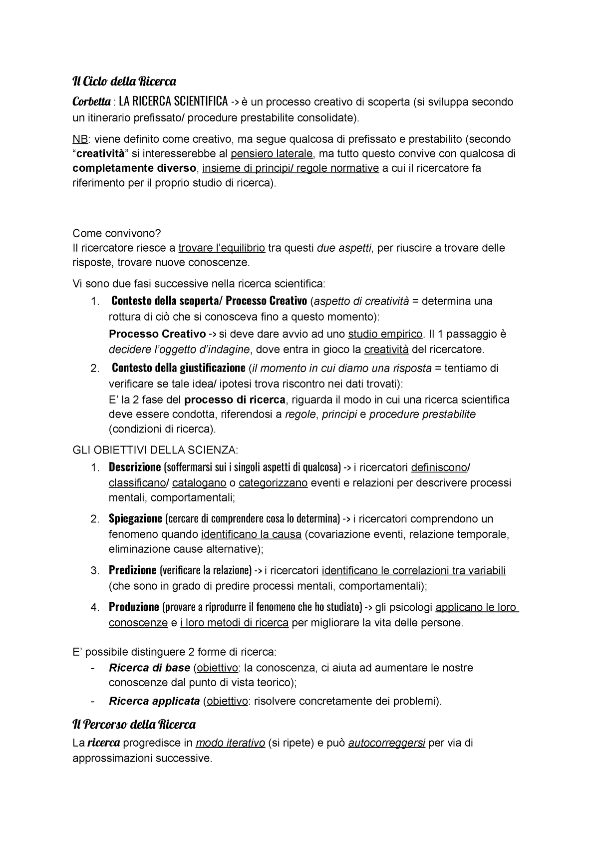 Metodologia Della Ricerca Psicologica Capitolo Ciclo Della Ricerca Il Ciclo Della Ricerca