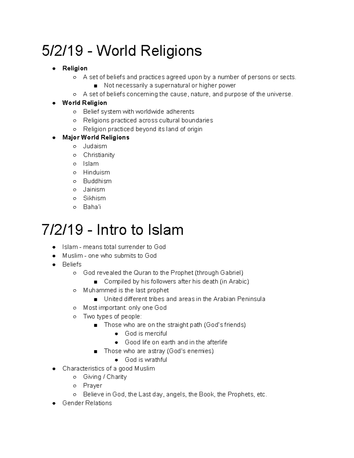 cf-ii-notes-5-2-19-world-religions-religion-a-set-of-beliefs-and