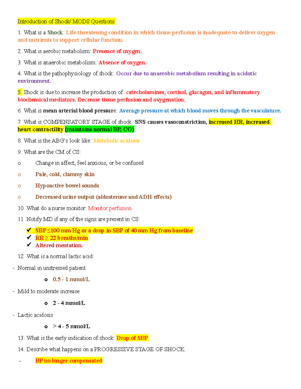 Shock Questions t5t Introduction of Shock/ MODS Questions What is a