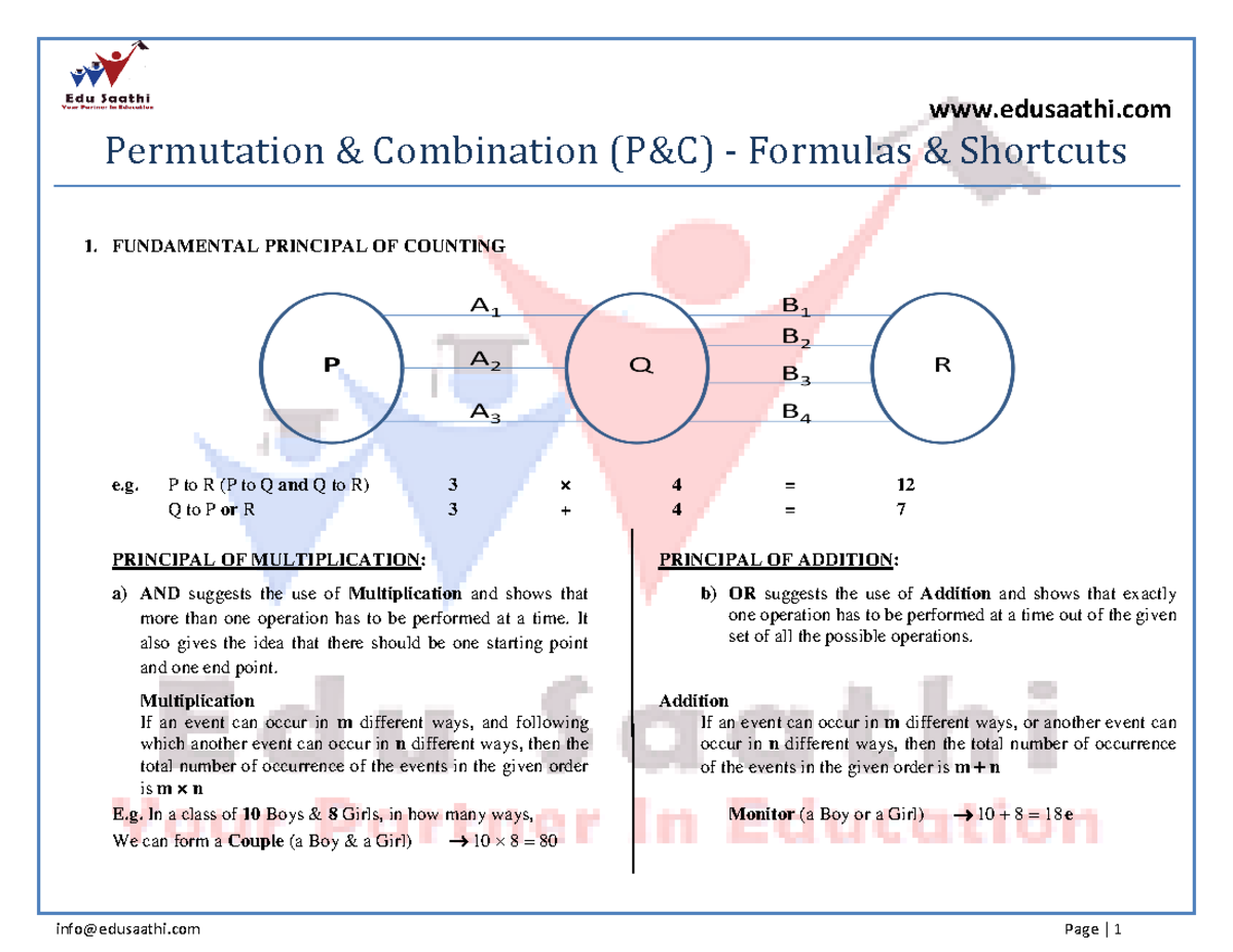 P C Shorcuts Formulas for easier learning - Permutation & Combination ...