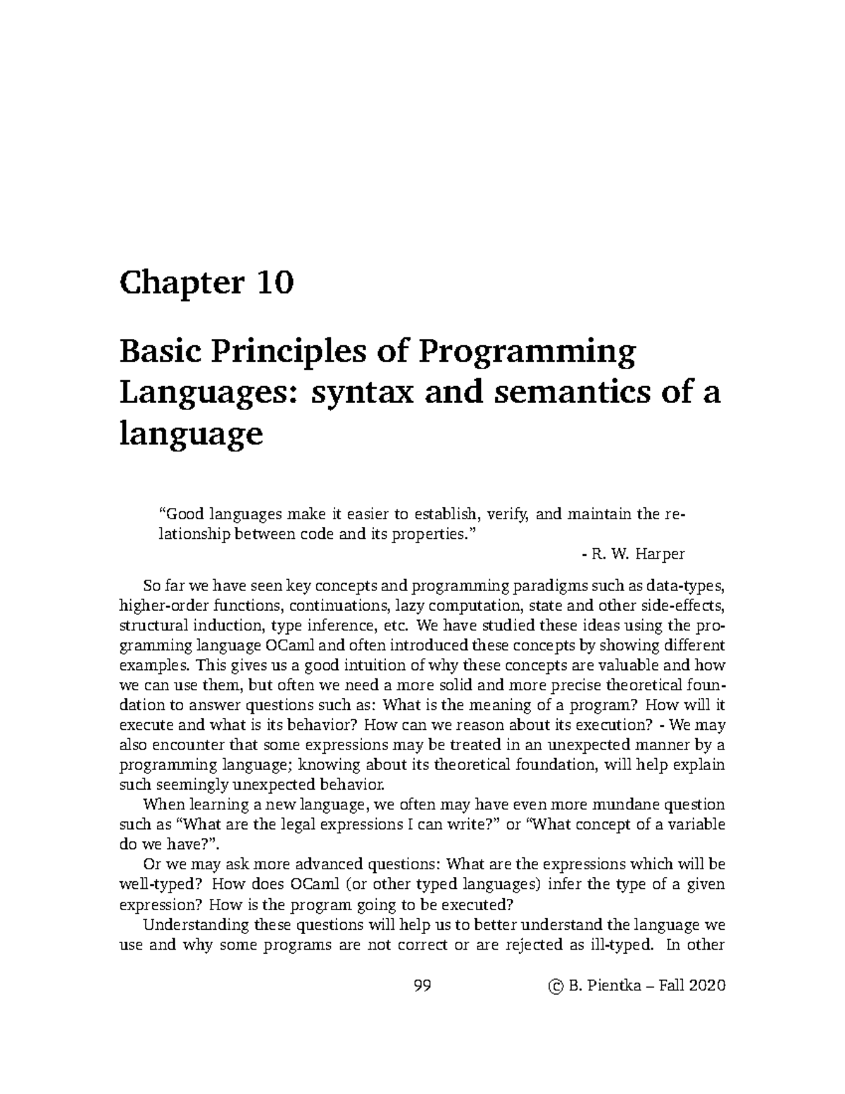 Chapter 10 part 1: basic principle of programming language - Chapter 10 ...
