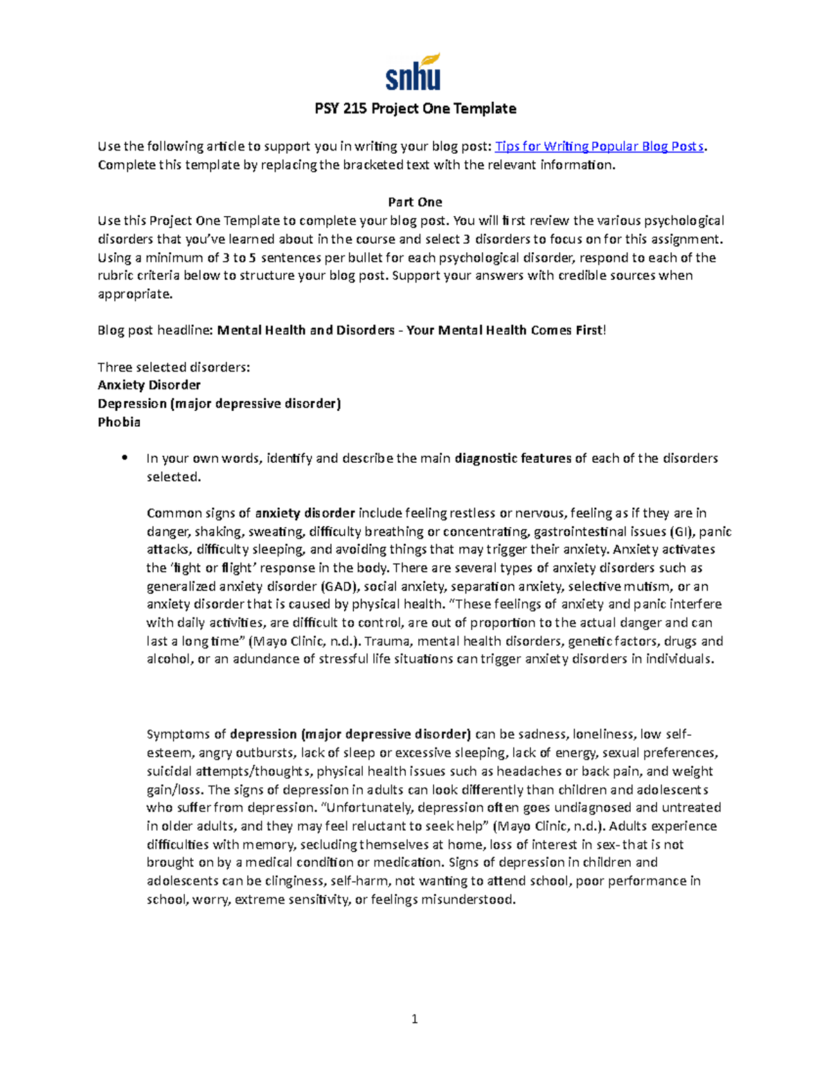 Project One Template Submit - PSY 215 Project One Template Use the ...