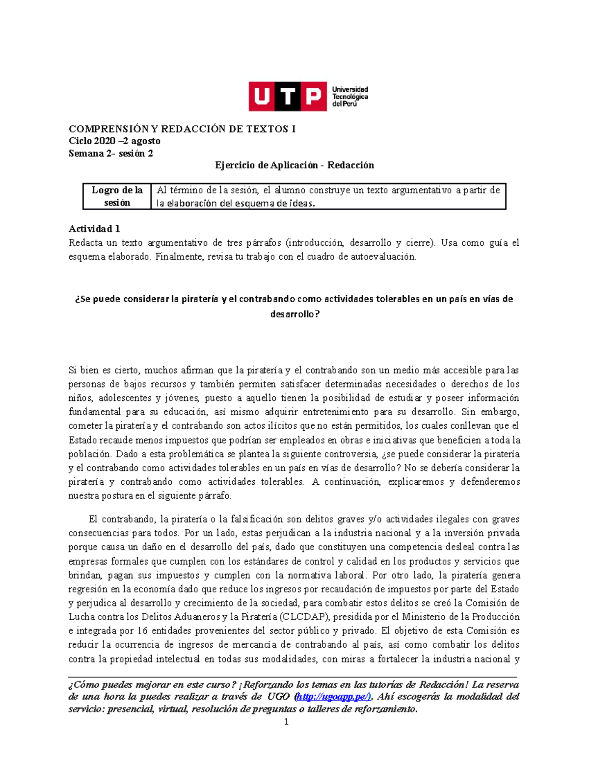 Texto Argumentativo- Tarea 3 - COMPRENSIÓN Y REDACCIÓN DE TEXTOS I ...