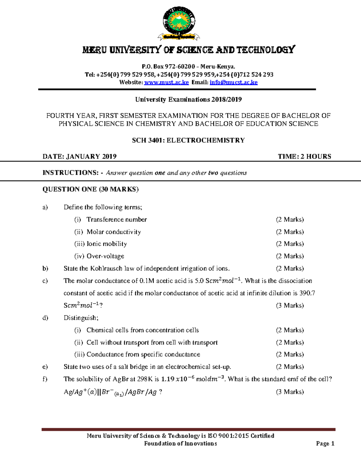 SCH-3401-Electrochemistry - Meru University of Science & Technology is ...