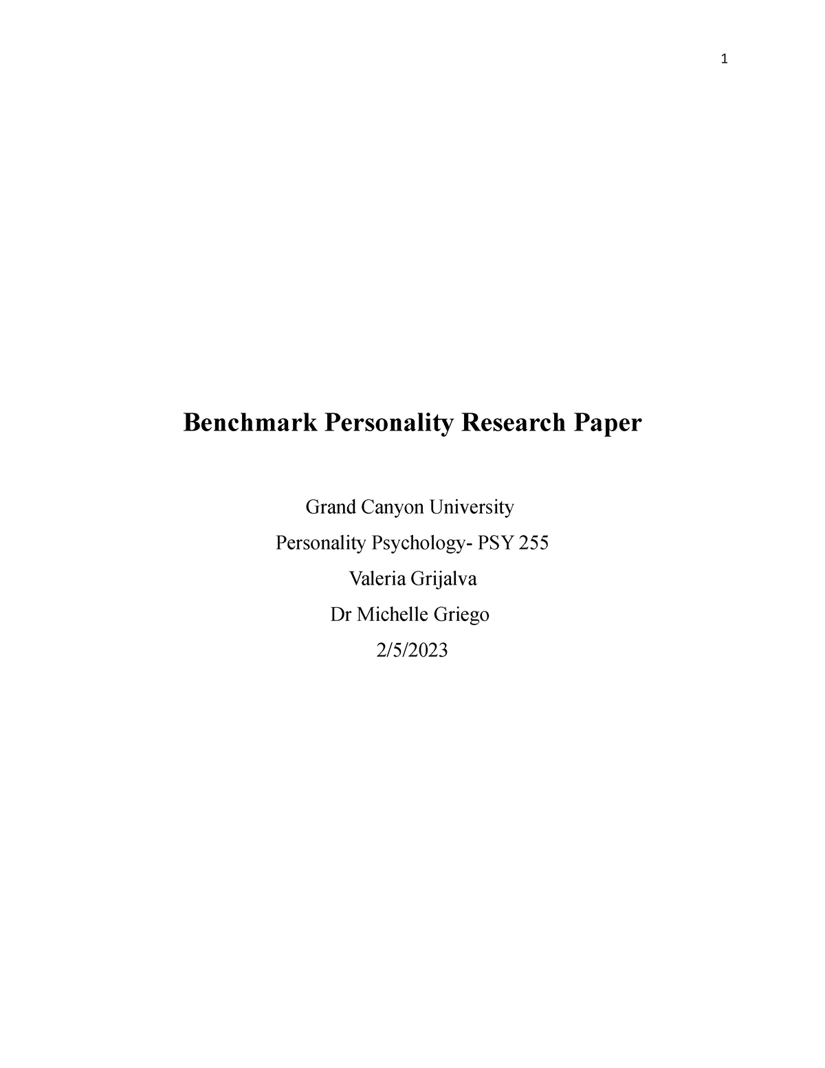 benchmark personality research paper psy 255