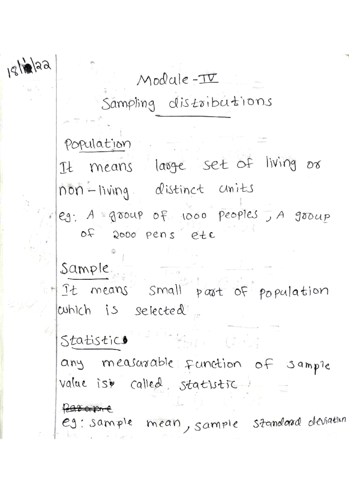 3rd sem statistics mod 4 - Module Sampling distributions population It ...