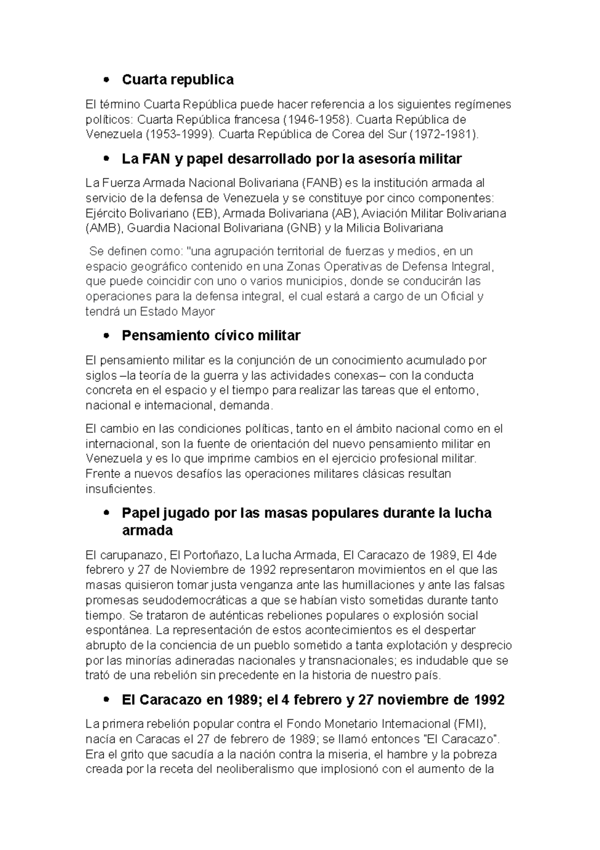 Defensa Integral - El caracazo - Cuarta republica El término Cuarta ...
