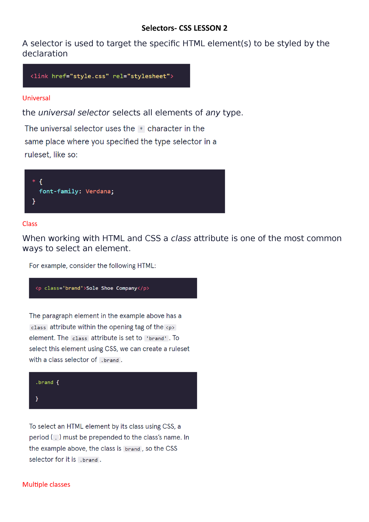 Css Lesson 2 Css Application Selectors Css Lesson 2 A Selector Is Used To Target The 2495