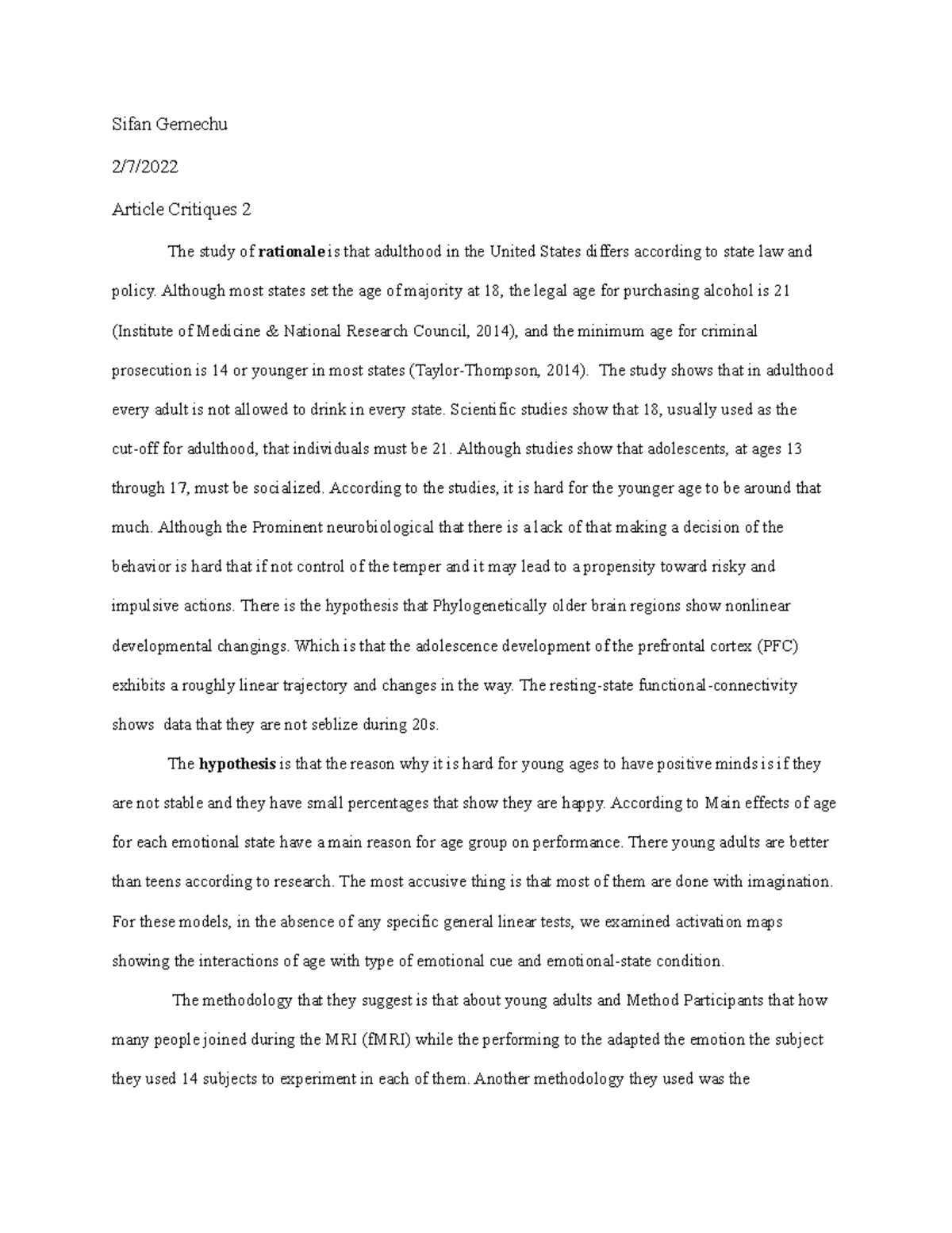 Sifan Gemechu - Read articles and summaries. - Sifan Gemechu 2/7 ...