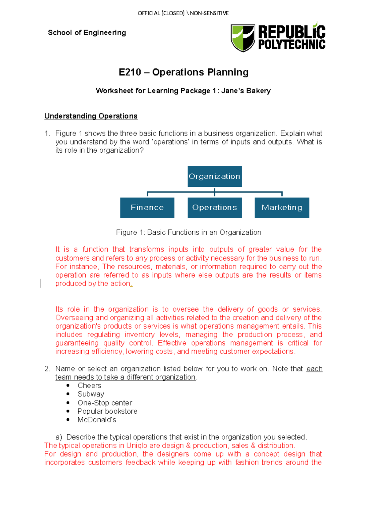 AY 2024 Sem 1 E210 LP1 WS - School of Engineering E210 – Operations ...