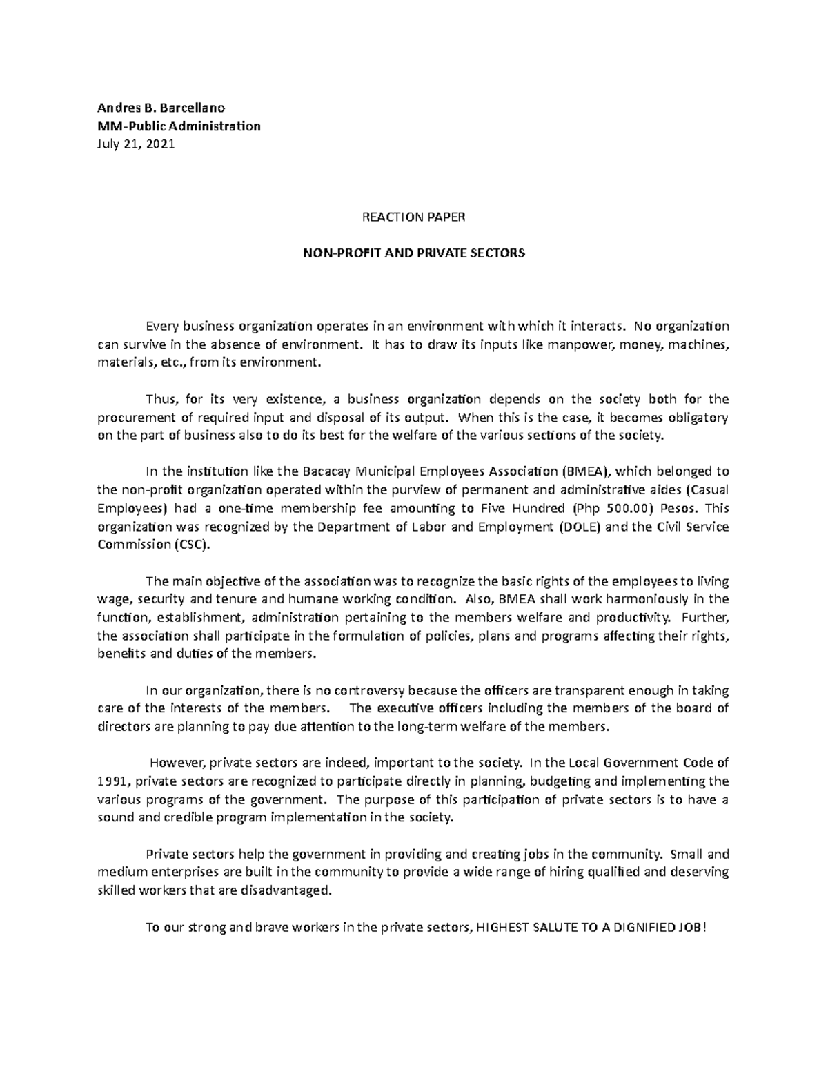 Reaction Paper - Andres B. Barcellano MM-Public Administration July 21 ...