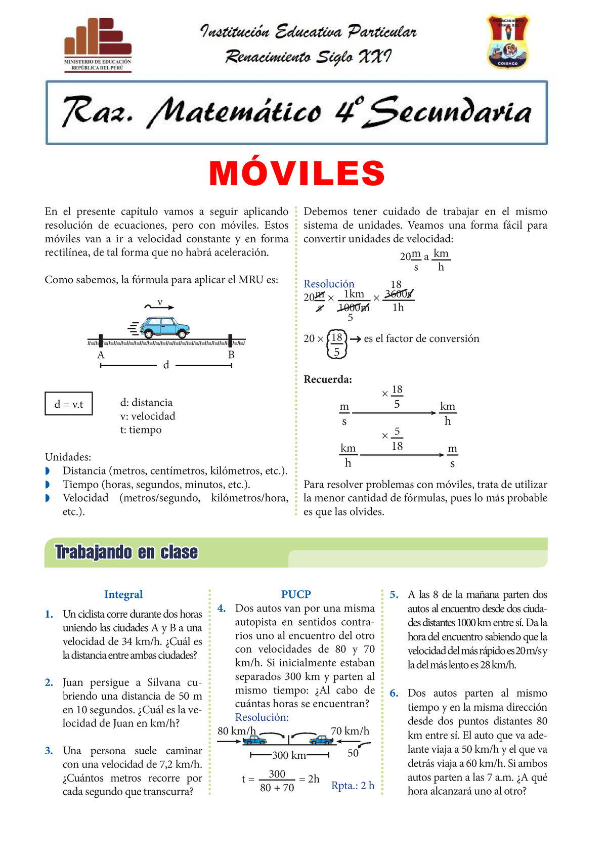 Ejercicios De Moviles Para Cuarto Grado De Secundaria - En El Presente ...