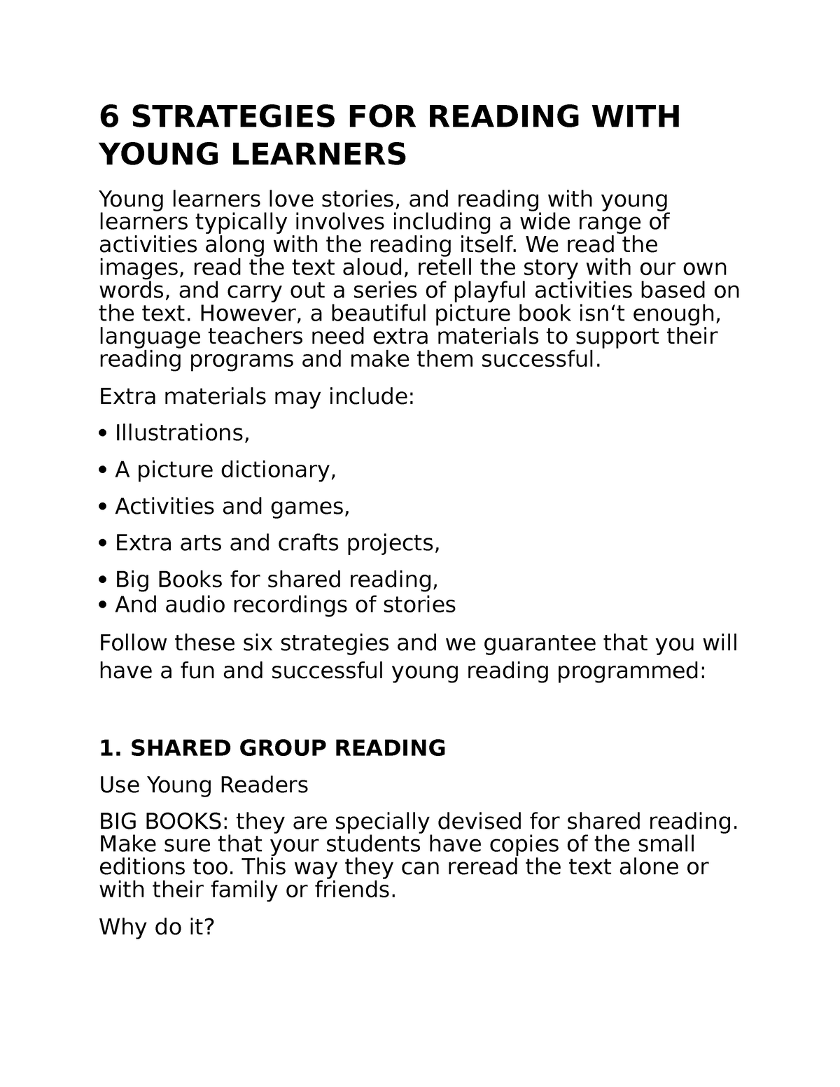 Six Strategies For Children - 6 STRATEGIES FOR READING WITH YOUNG ...