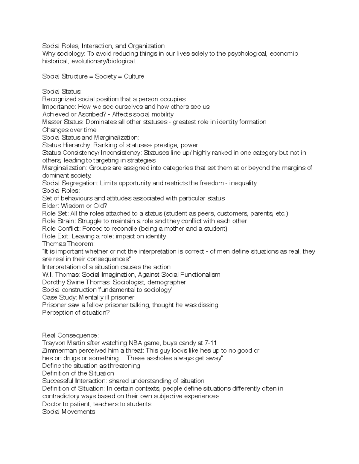 Social roles Pdfsd Lecture notes not sure Social Roles