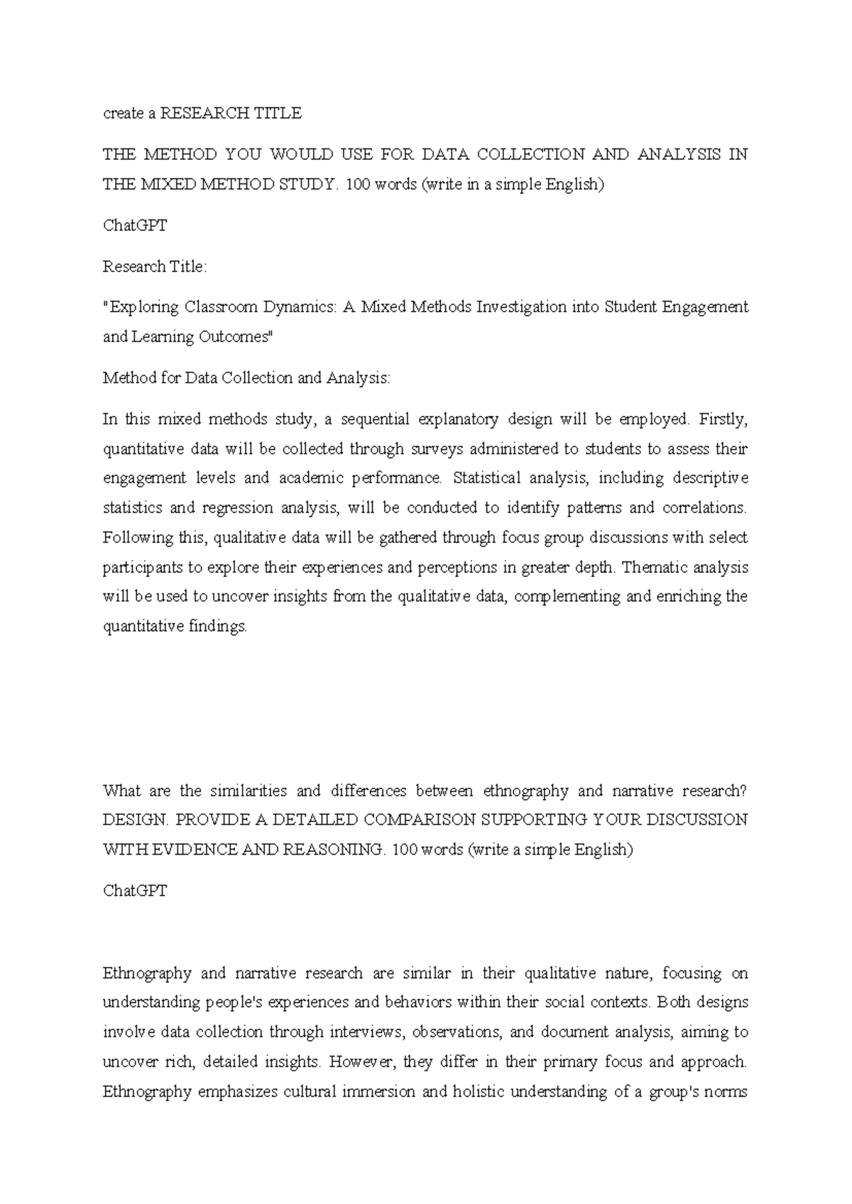 Create a Research Title create a RESEARCH TITLE THE METHOD YOU WOULD USE FOR DATA COLLECTION